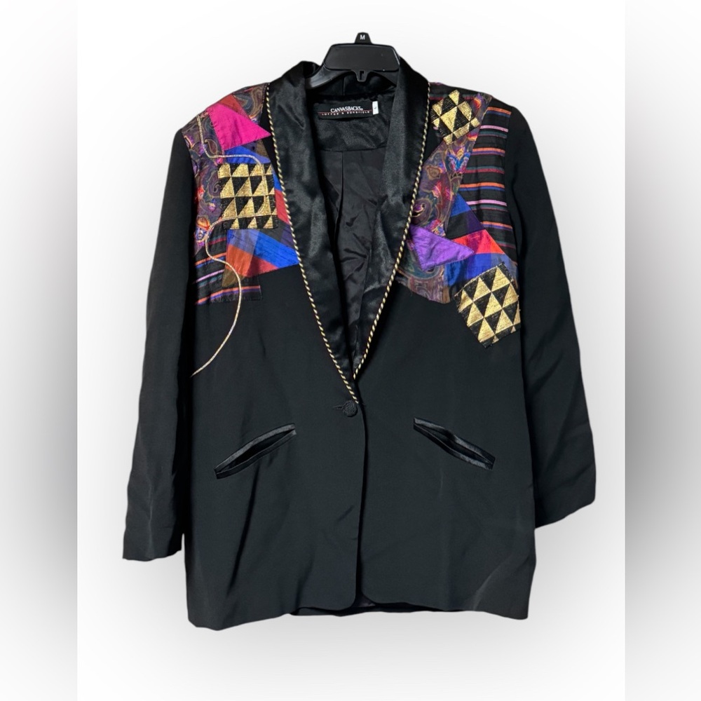 EUC Vintage 80’s Women's Sz L Blazer Canvasbacks Lutton & Horsfield Artsy Fitted